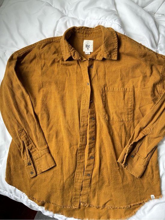 Billabong Tops - Billabong Women's Mustard Brown Button-Up Shirt